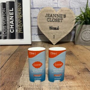 2 Lume Whole Body Deodorant Smooth Solid Stick Aluminum Free Unscented 2.6oz